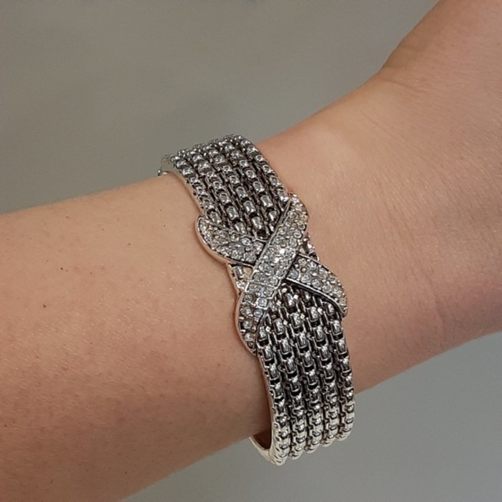 3Pc Rhinestone Accessories Set Silver Hinge Bangle Ring Mini Photo Frame - Picture 5 of 13